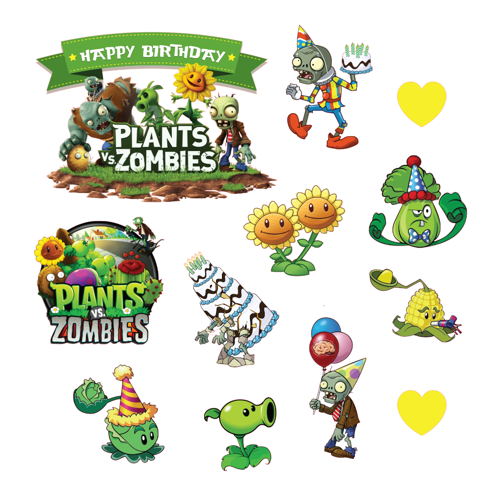 PLANT VS ZOMBIE cake topper cupcake topper deco paper birthday topper ...