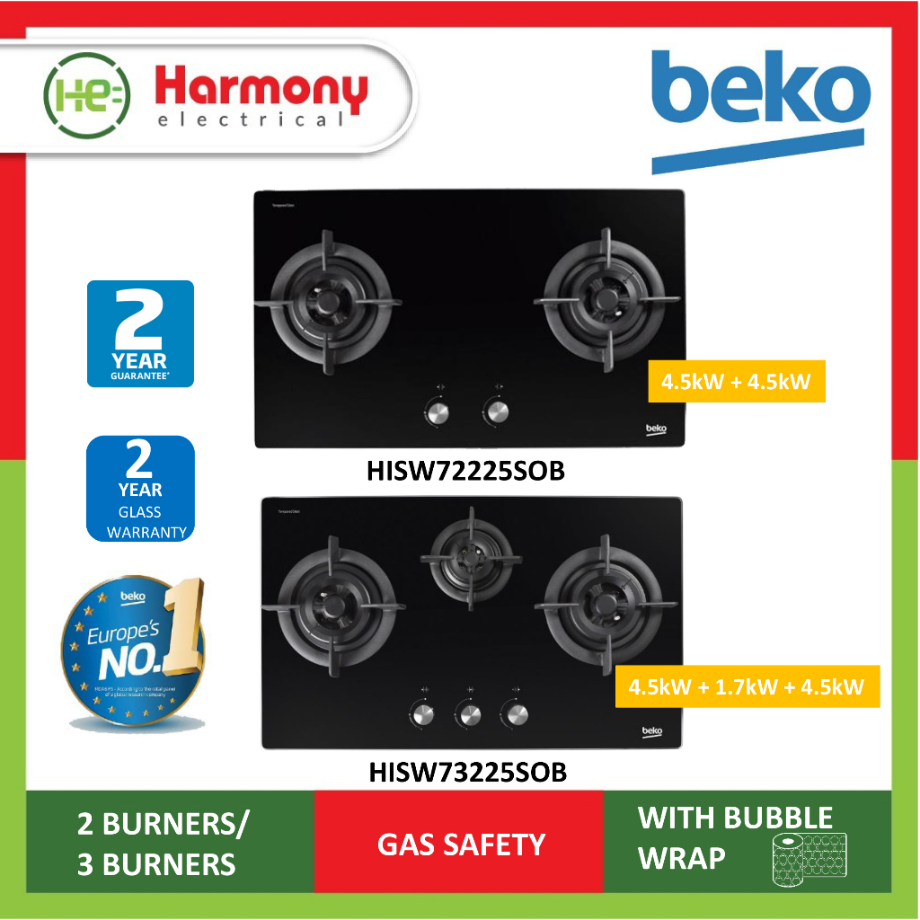 (SOLD OUT) BEKO 2 Burner Gas Cooker HISW72225SOB (LPG) with Cast Iron ...