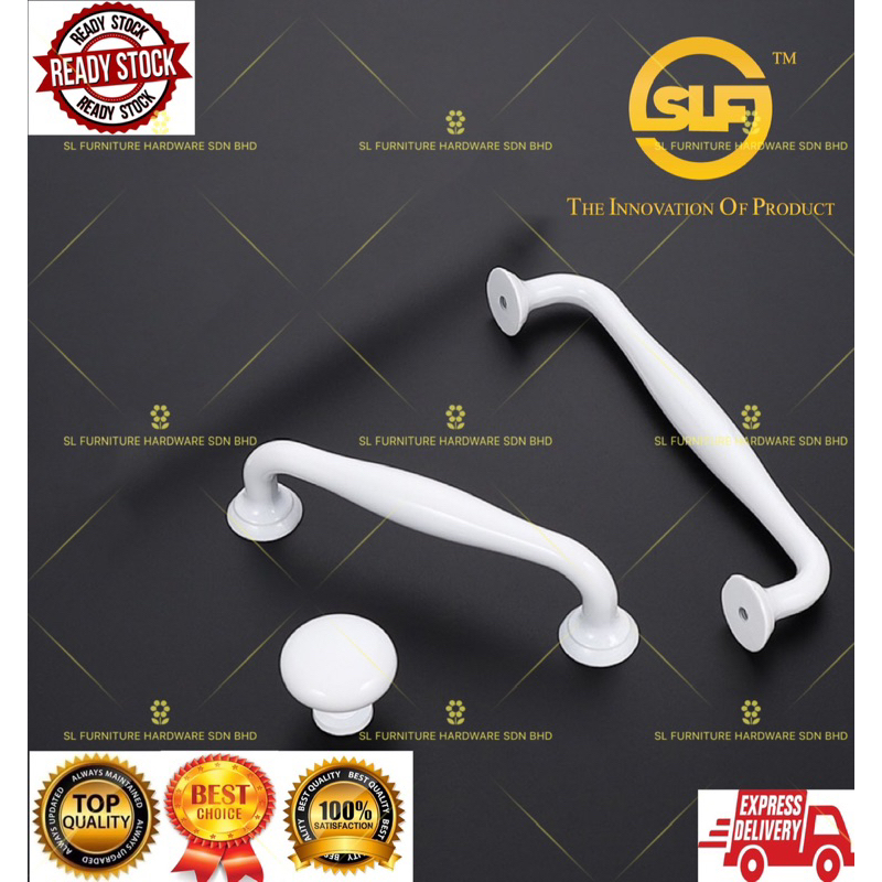 SLF High Quality Aluminum Alloy Pure White Cabinet Handles Kitchen Door ...