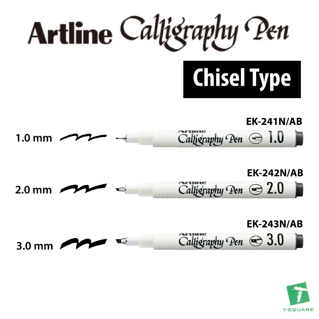 Artline Calligraphy pen (Chisel Type) | 1.0 mm / 2.0 mm / 3.0 mm ...