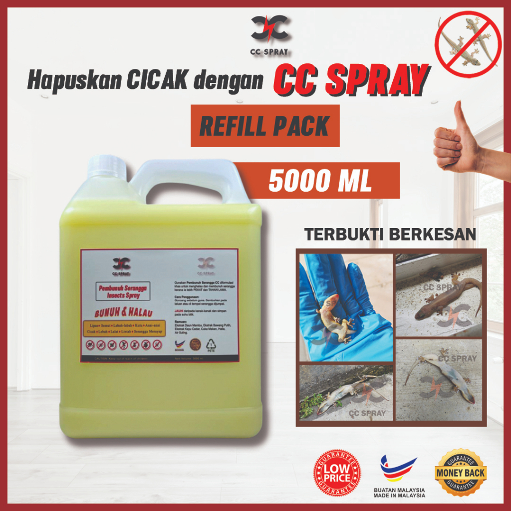 CC Lizard Repellent Lizard Killer Spray 5000ML Cicak Killer Serangga