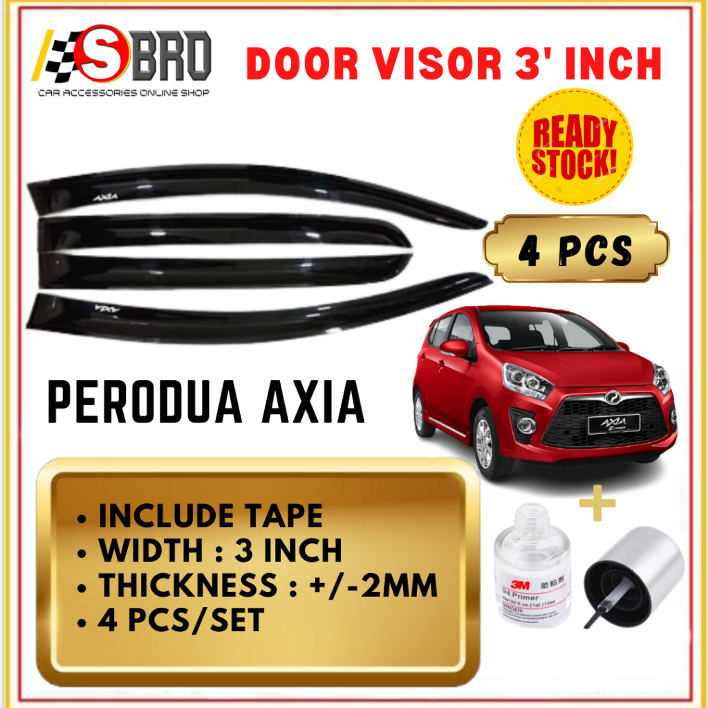 Door Visor 3' Air Press Window Style Acrylic Wind Deflector For Perodua ...