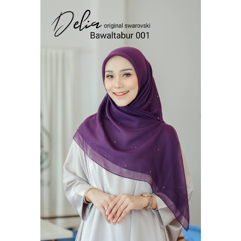 TUDUNG BAWAL TABUR DELIA WARNA BARU 60 DOTS ORIGINAL SWAROVSKI BAWAL ...