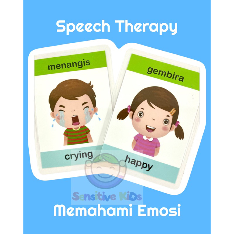 12pcs Kad Emosi Dwi Bahasa Dan Laminate Emotion Flash Card For