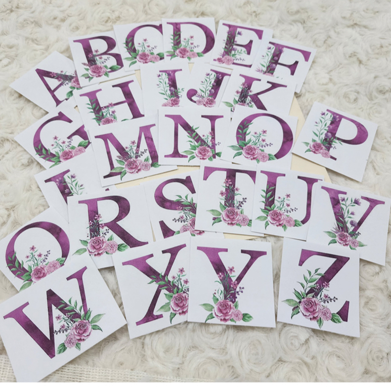 Setia Kraf Magenta Floral Alphabet Monogram Letters Journal Planning ...