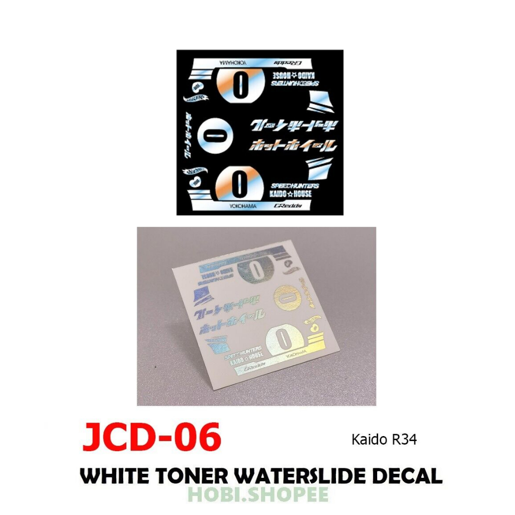JCD06 - KAIDO R34 CHROME DECALS Hotwheels 1:64 diecast custom white ...