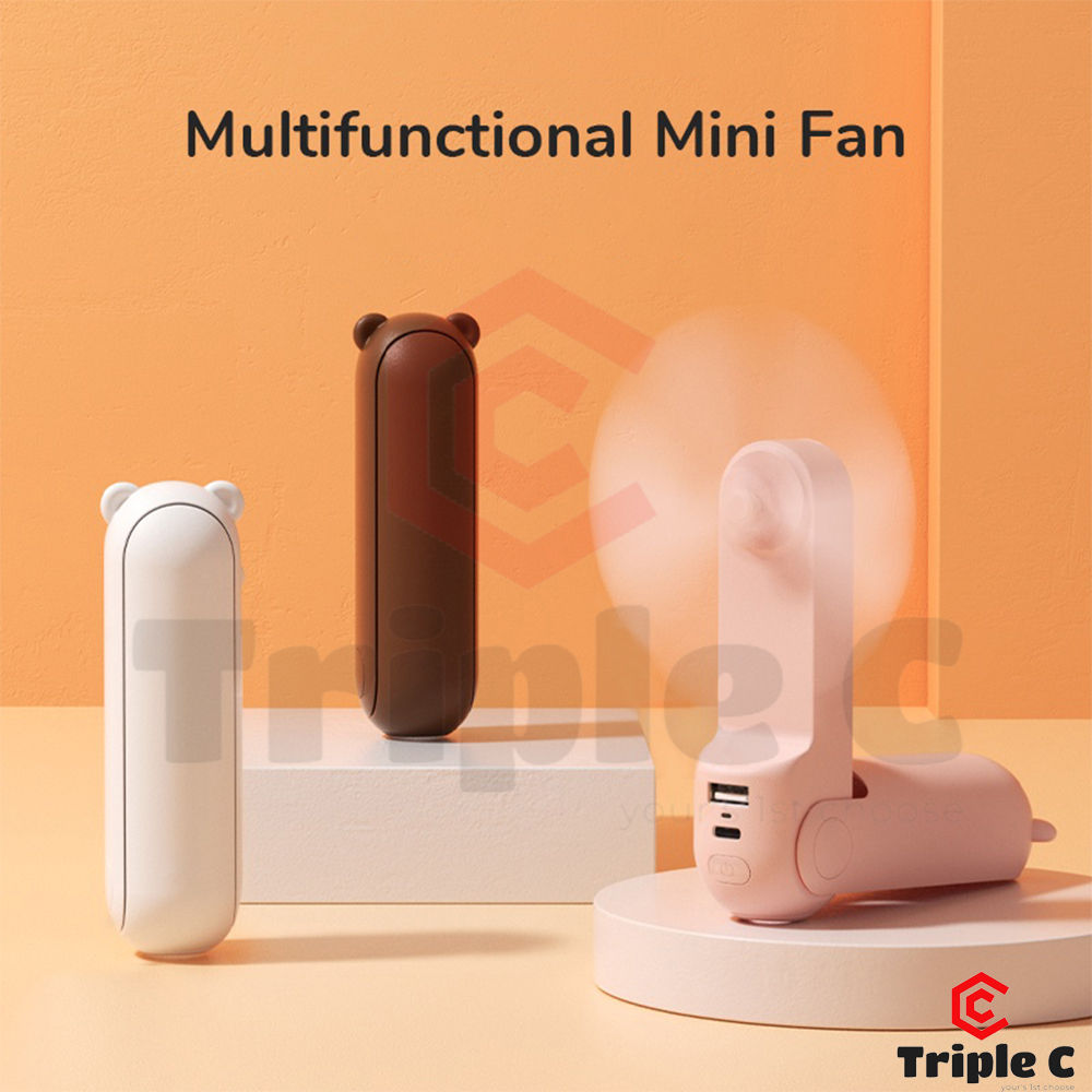 [Triple C] Mini Fan Multifunction Portable Fan USB Rechargeable Battery ...