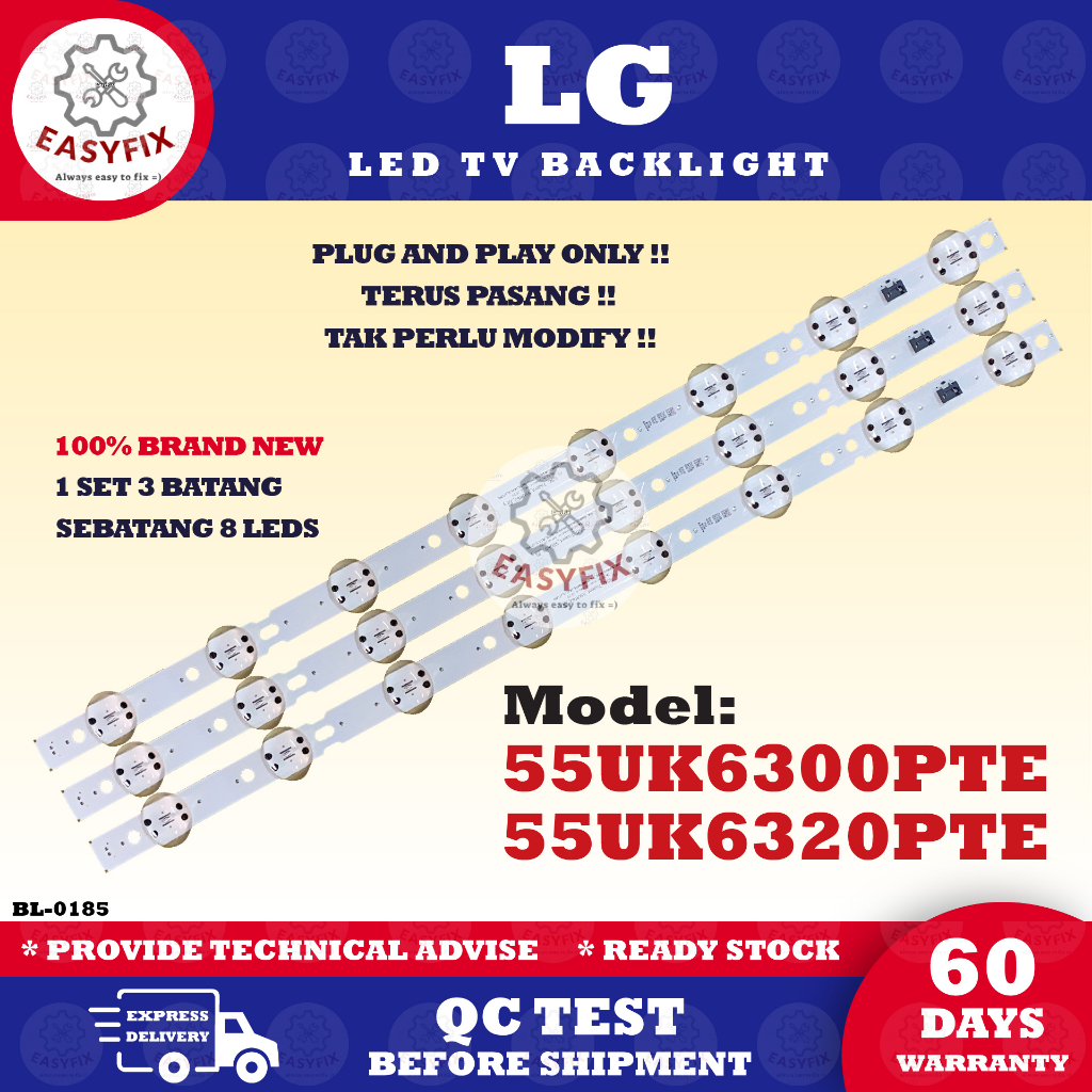 ( NEW ) 55UK6300PTE / 55UK6320PTE LG 55 INCH LED TV BACKLIGHT ( LAMPU ...