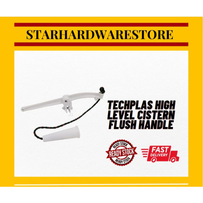 TECHPLAS High Level Cistern Toilet Flush PVC Plastic Handle with Nylon ...