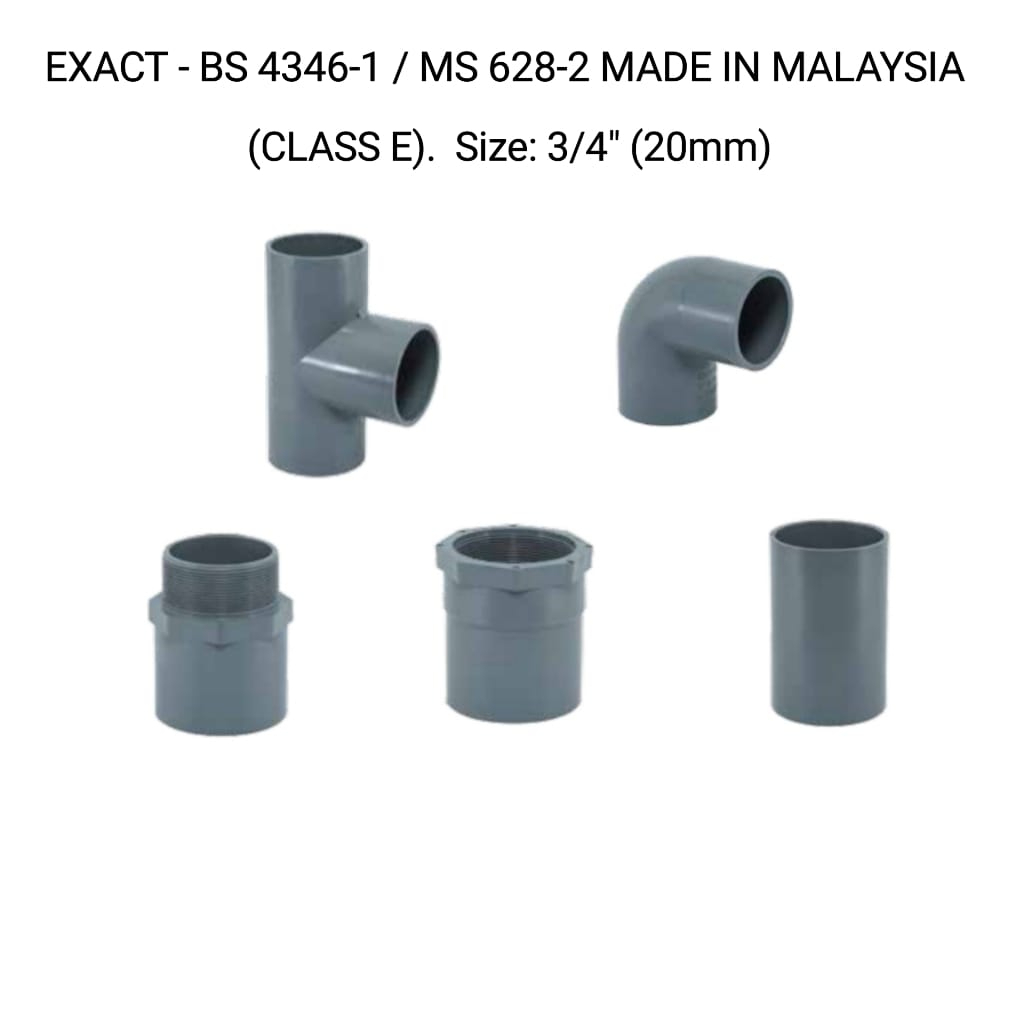 BBB 3/4'' (20MM) PVCU FITTINGS SIZE CLASS E PN 15 MADE IN MALAYSIA