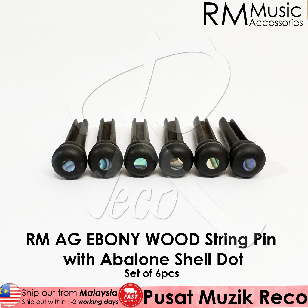 RM Acoustic Guitar Ebony Wood String Pin SET with Abalone Dot Set of ...