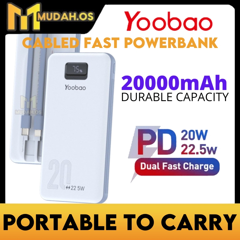 YOOBAO Powerbank 20000mAh Powerbank Type C Output LC6 Pro 22.5W PD