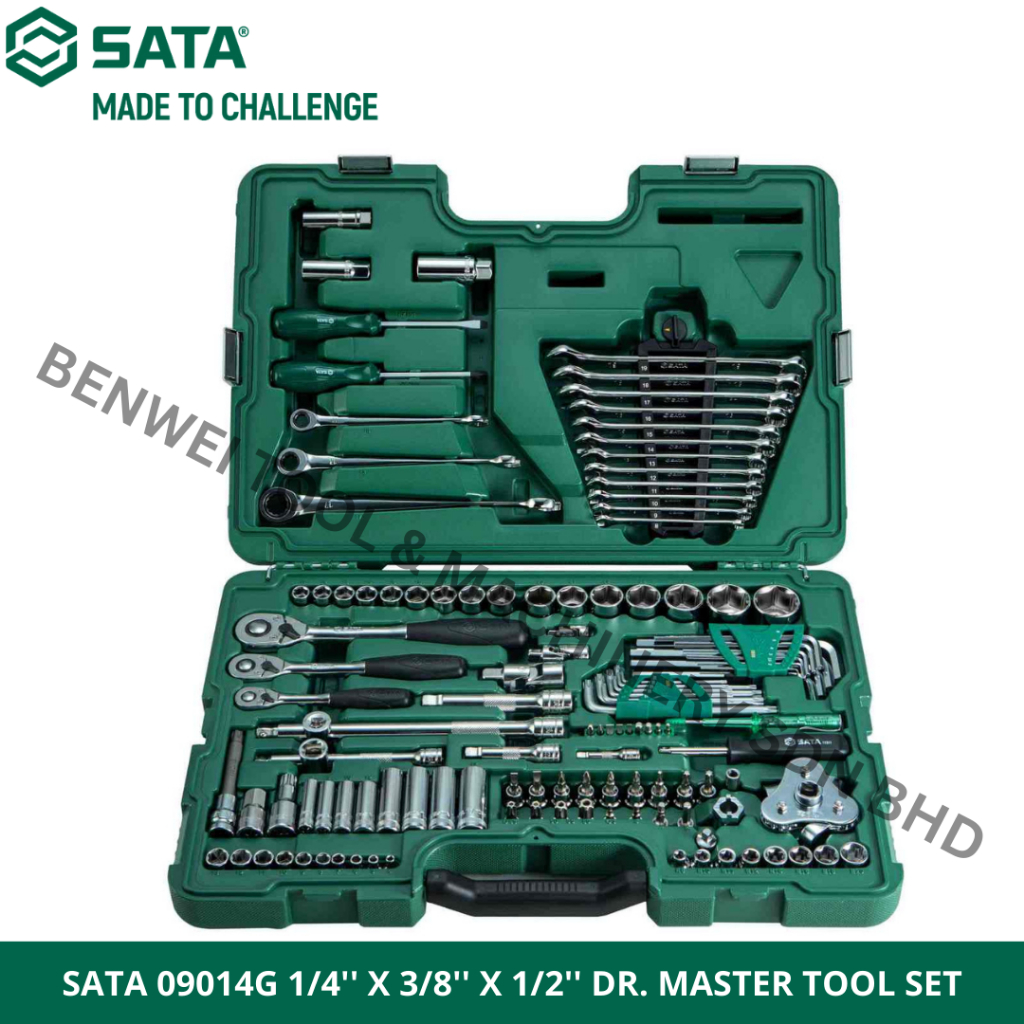 SATA 09014G 1/4'' X 3/8'' X 1/2'' DR. MASTER TOOL SET / RATCHET AND ...