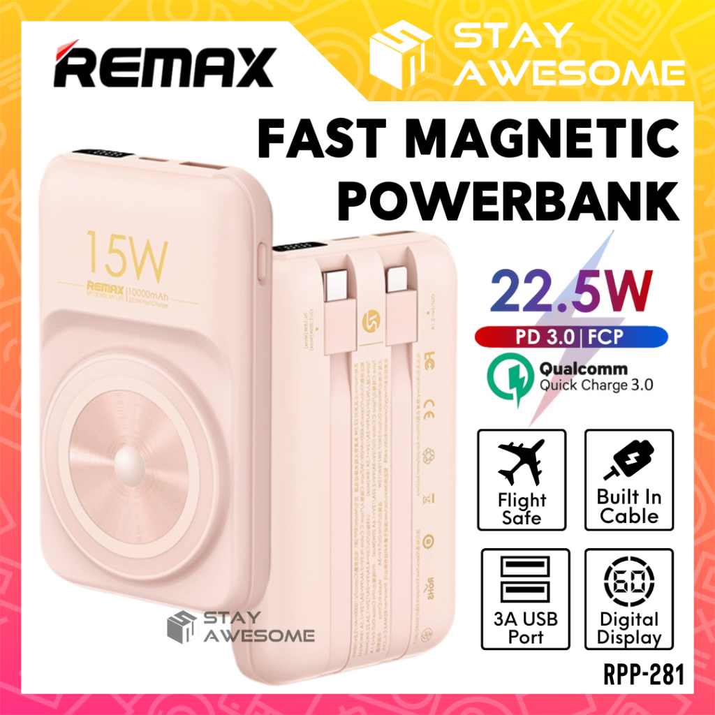 REMAX Wireless Magnetic Powerbank With Built In Type C Cable Original ...