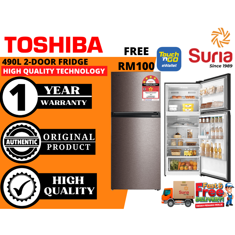 (Free Delivery Penang,Kedah & Perlis)Toshiba 490L Inverter 2Door