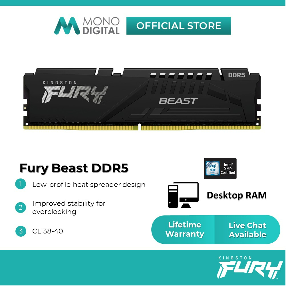 Kingston Fury Beast White RGB - 2 x 16 Go (32 Go) - DDR5 5600 MHz