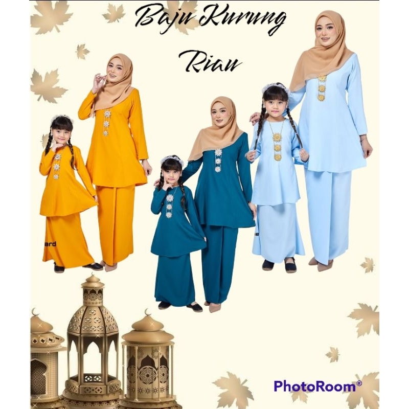 Baju Kurung Riau Ibu dan anak/Sedondon Riau/Baju Raya 2024 Shopee