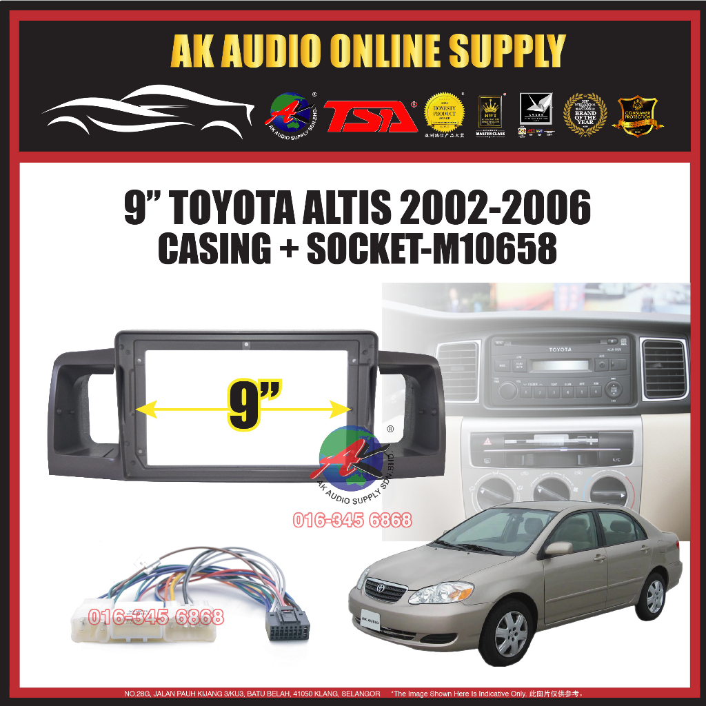 Toyota Altis 2001 2002 - 2006 Android Player 9'' Casing + Socket ...