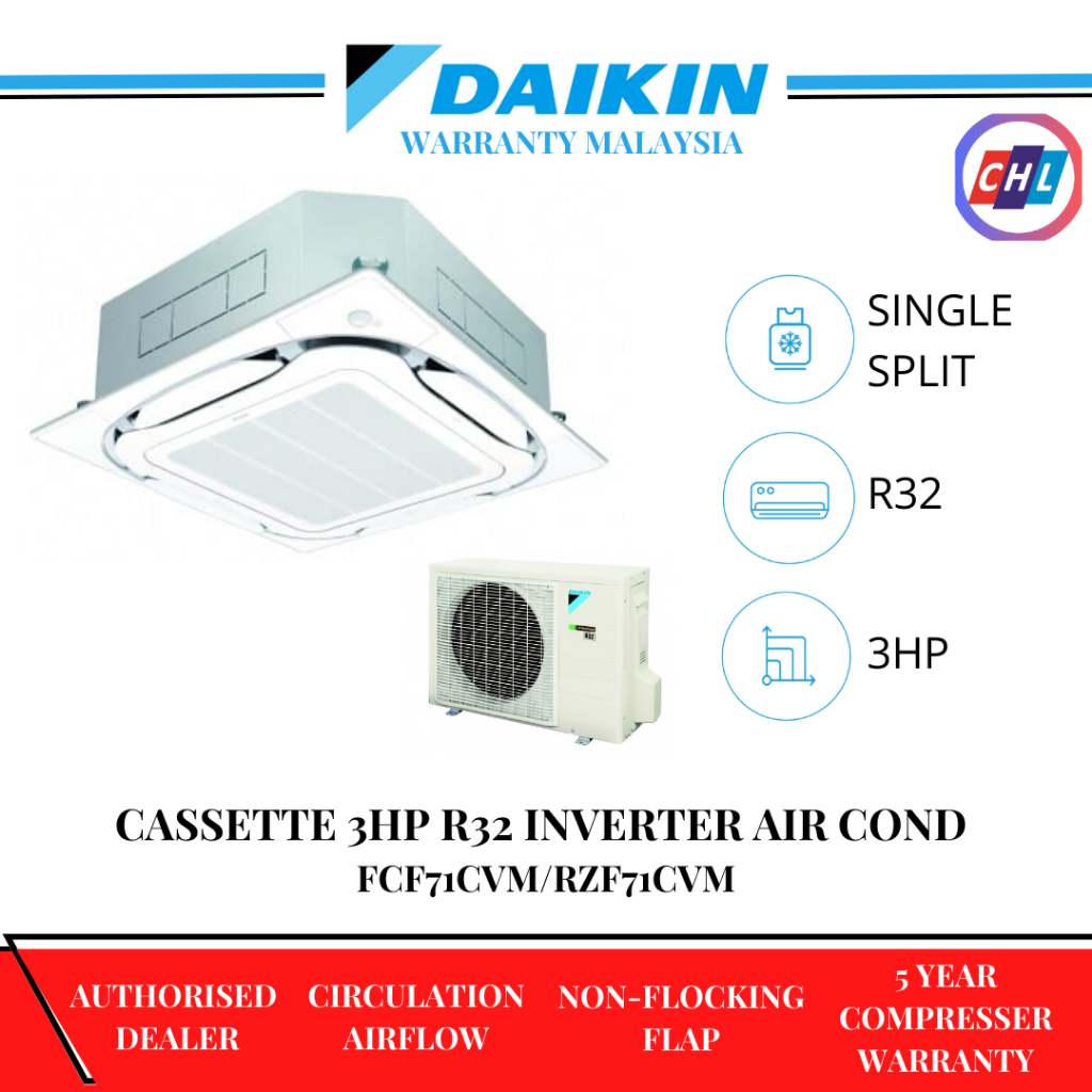 DAIKIN (IMPORT MODEL) CASSETTE 3HP R32 INVERTER AIR CONDITIONER ...