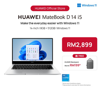 HUAWEI MateBook D14 Intel® Core™ 11th Gen Laptop | 8GB + 256GB | Eye  Comfort HUAWEI FullView Display | | Shopee Malaysia