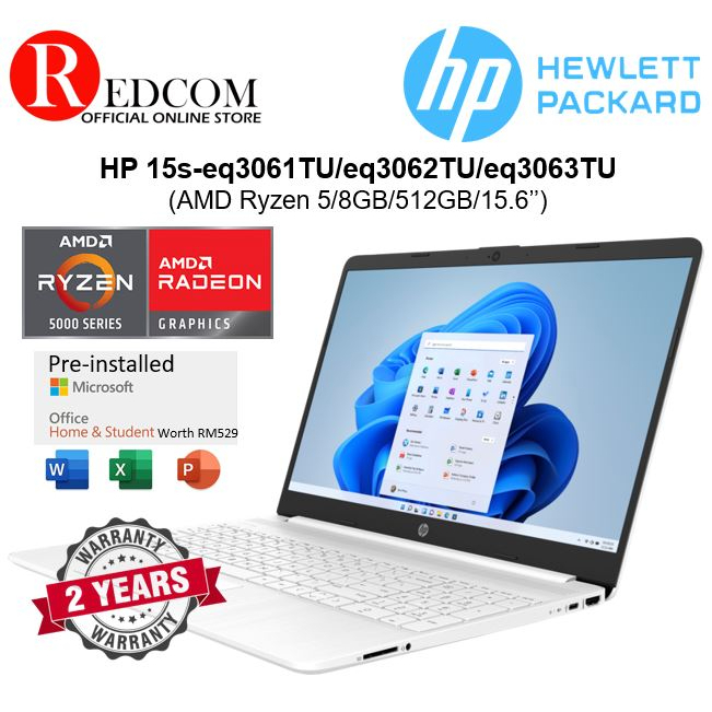 Hp Laptop 15s Eq3061au White Eq3062au Blue Eq3063au Silver R5 5625u 8gb 512gb 156 Fhd 5290