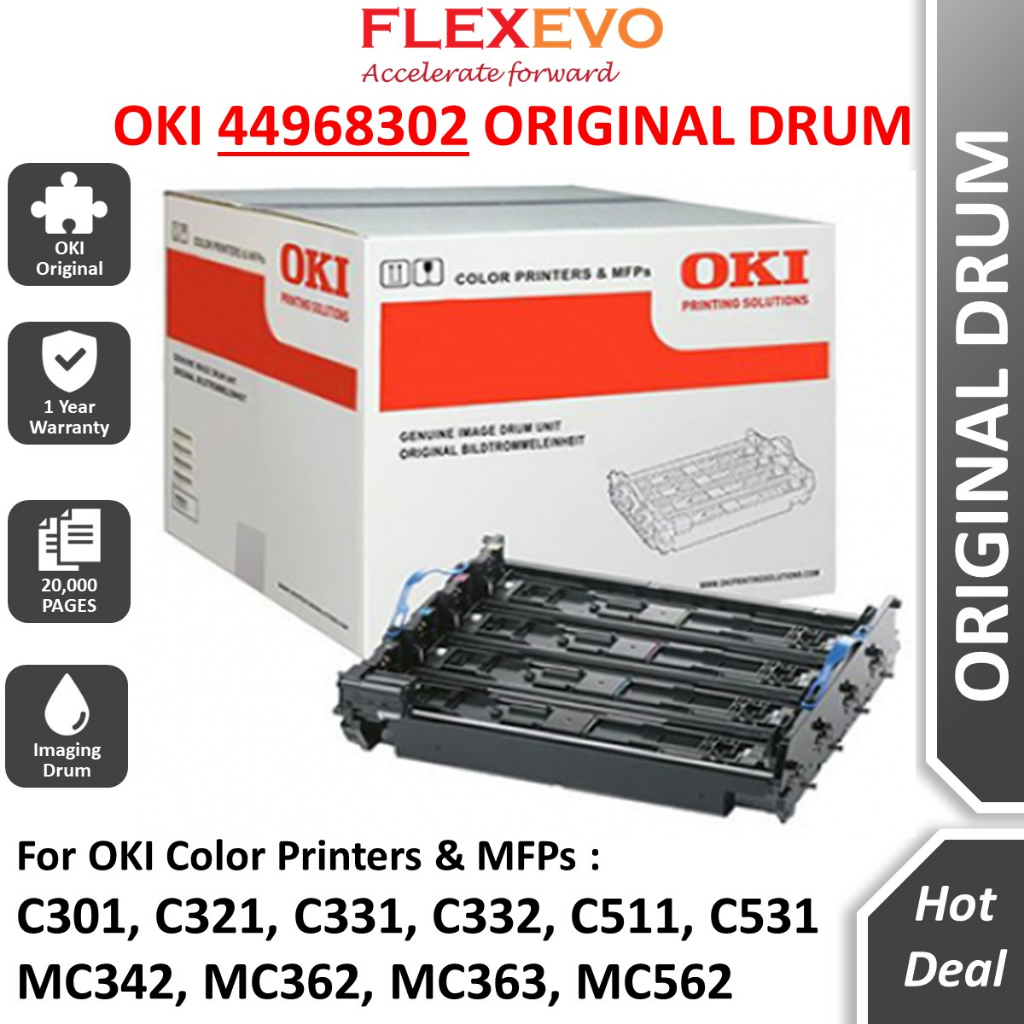 OKI 44968302 Genuine Image Drum for C301 C321 C331 C332 C511 C531 MC342