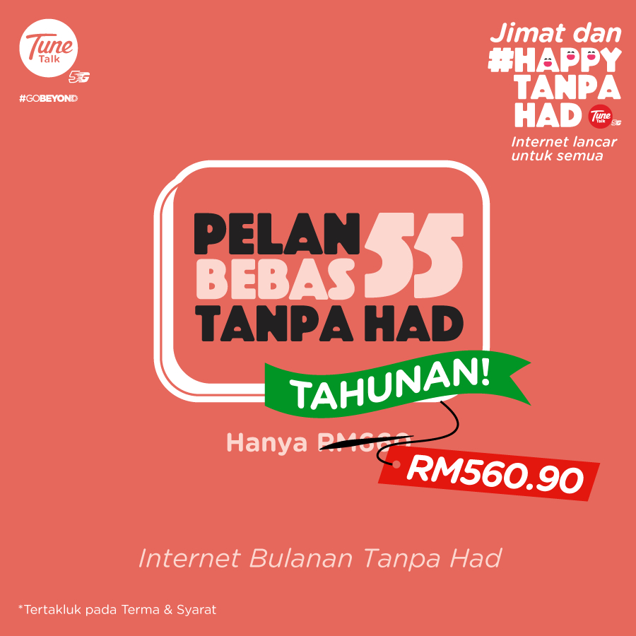 Tune Talk Prepaid Sim Card with Bebas 55 (Unlimited 360 Days