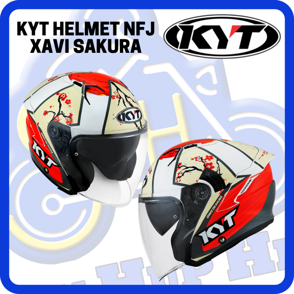 [ KYT ] KYT HELMET ORIGINAL OPEN FACE NFJ XAVI SAKURA RED WHITE