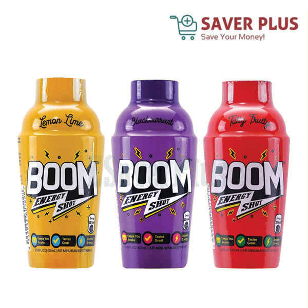 Boom Energy Shot 60ml (Tutty Fruity, Lemon Lime & Blackcurrant