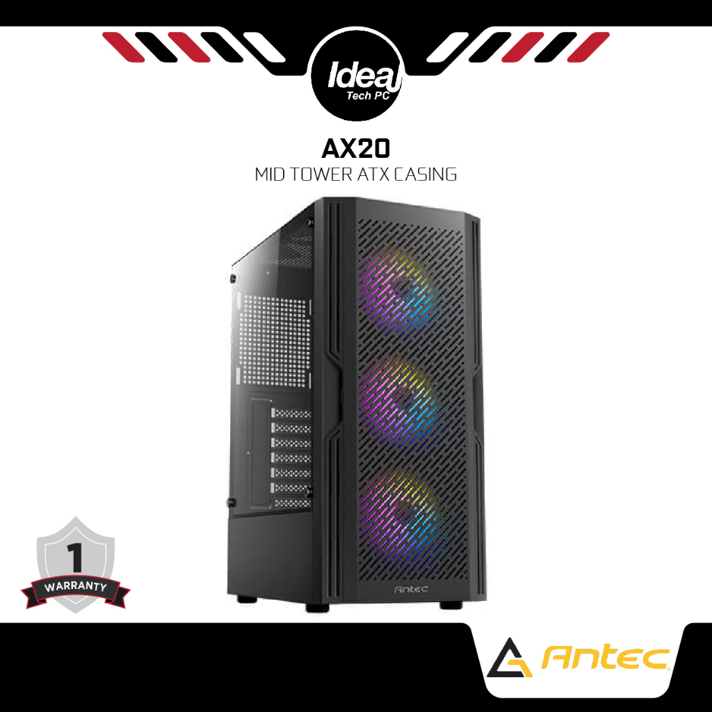 Antec Ax20 Mid-tower  W Tempered Glass Gaming Pc Case 