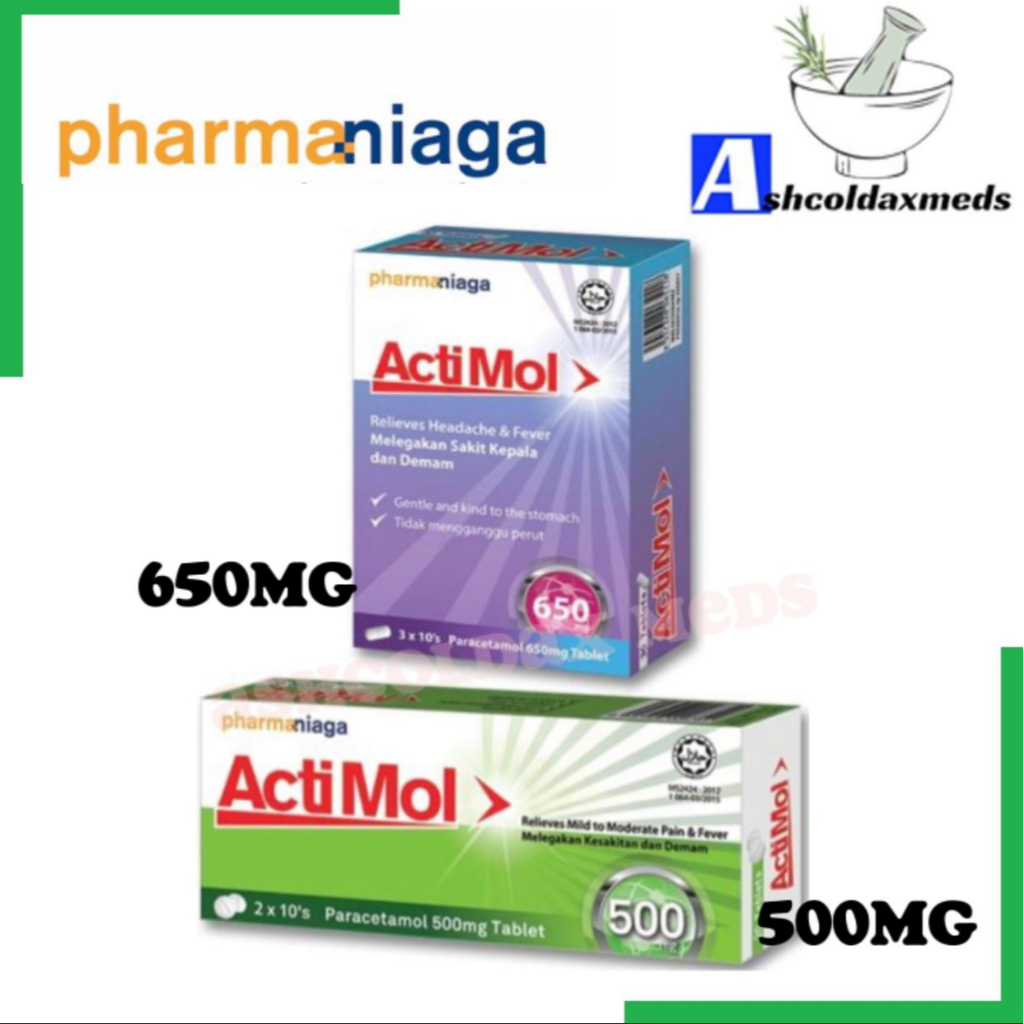 Paracetamol Actimol 500mg 650mg Tablets 10s Strip Pain Fever Shopee Malaysia