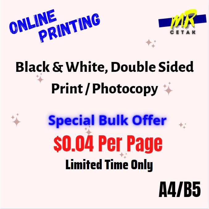 Printing Service A4 Black & White Double Sided Paper Print