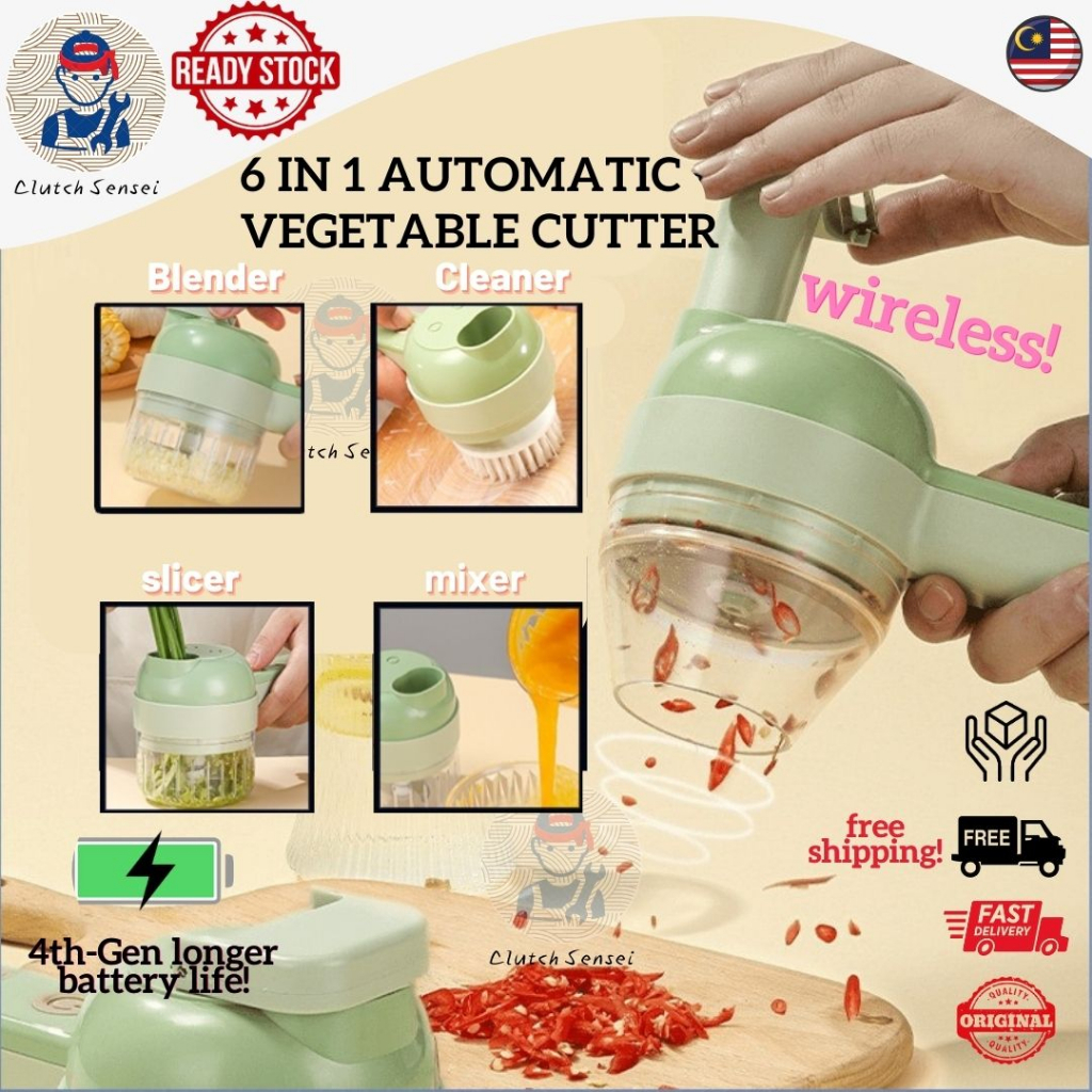 2022 6 in 1 Vegetable Cutter Wireless Electric Garlic Mashed Handy Tool ...