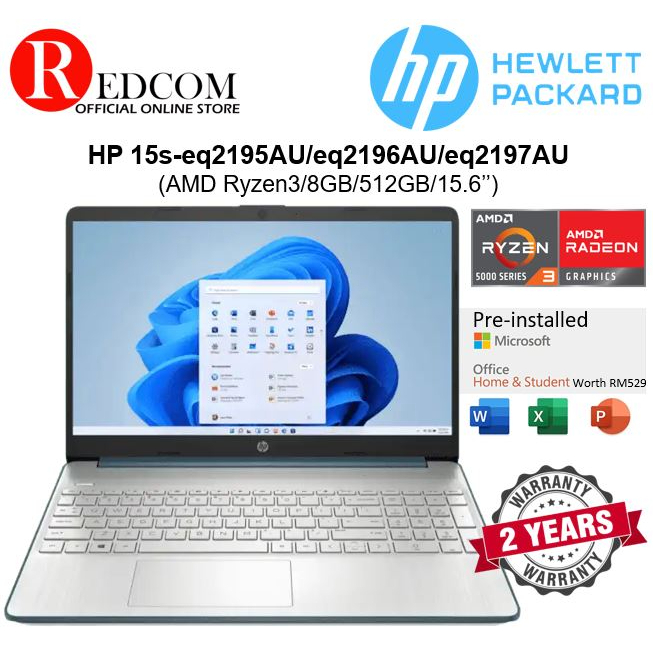 Hp Laptop 15s Eq2195au Blue Eq2196au Gold Eq2197au Silver R3 5300u 8gb 512gb 156 Fhd 1043