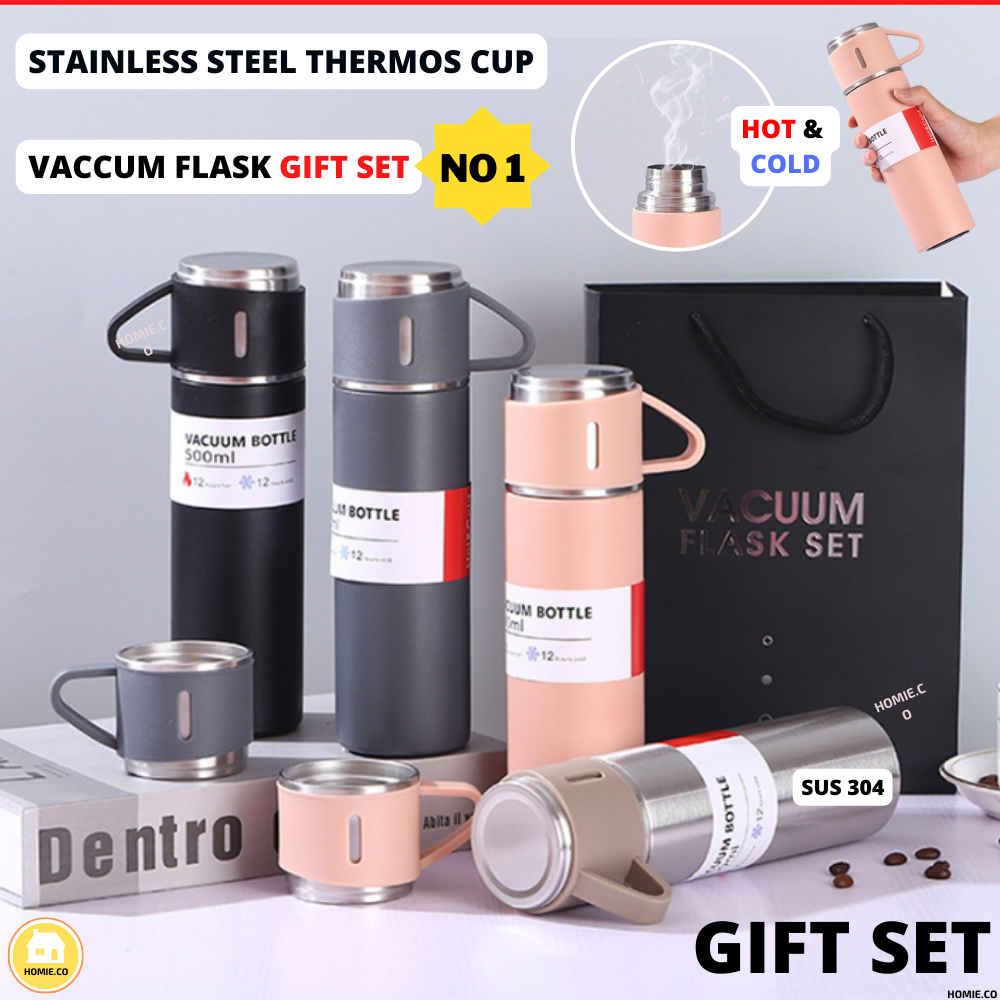 [ BEST GIFT ] Vacuum Cup Set 500ml Flask 304 Stainless Steel Thermos ...