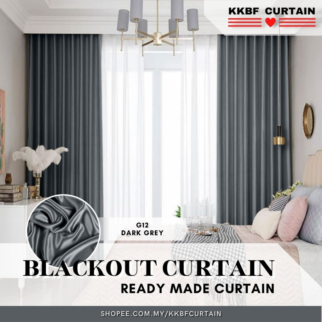KKBF G12 (260CM Height) Langsir Berkualiti Tinggi 99% Blackout Curtain ...