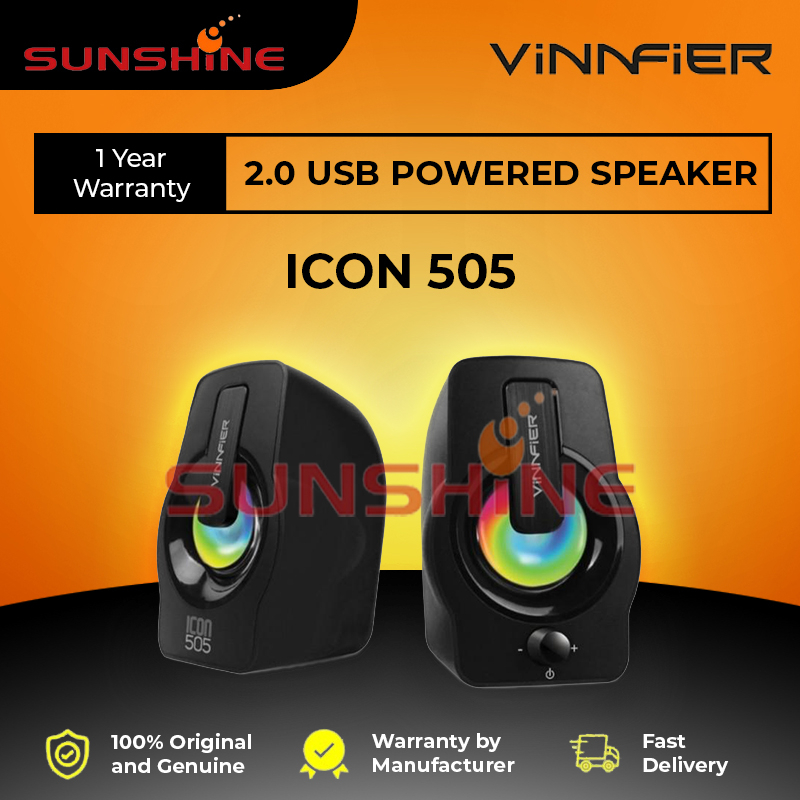 VINNFIER ICON 505 USB Powered 2.0 Speaker With 7 Color Pulsating LED ...