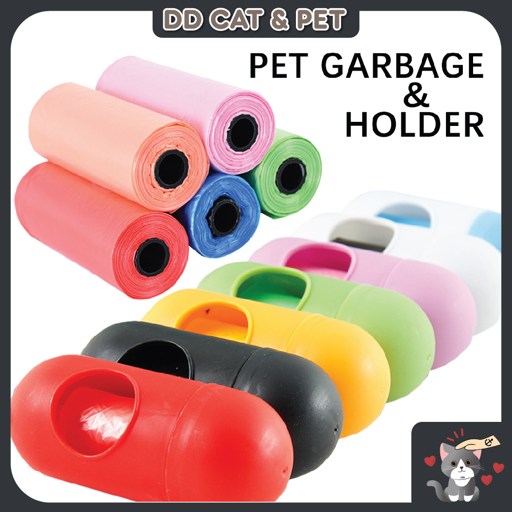 Pet Garbage Bag Roll & Holder Rubbish Bag Dog Cat Poop Plastic Bag