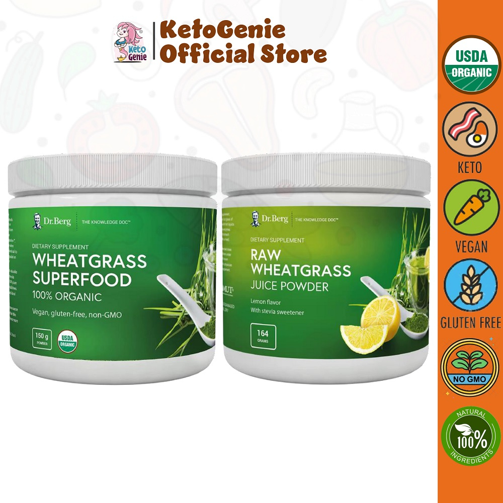 DR. BERG Raw Wheat Grass Juice Powder Vegan, Sugar Free, Low Carb and