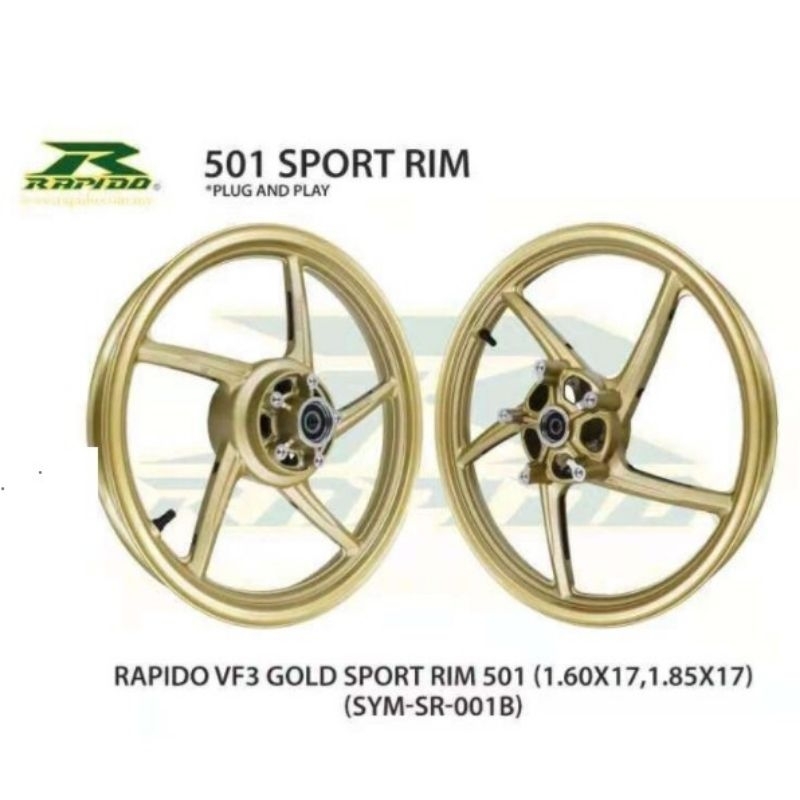 RAPIDO SP522 501SYM VF3I 185 SPORT RIM PNP 160/185 VF3I GOLD BLACK ...