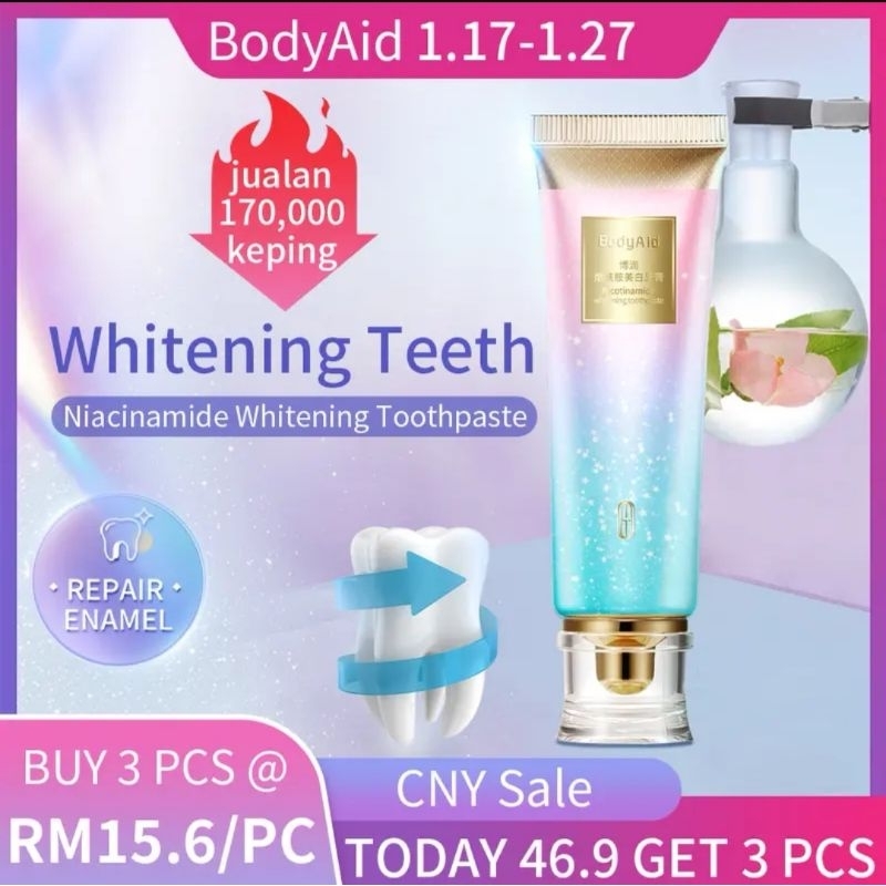 1 Day Ship 💯🔥Original Bodyaid Whitening Toothpaste Pemutih Gigi Bodyaid ...