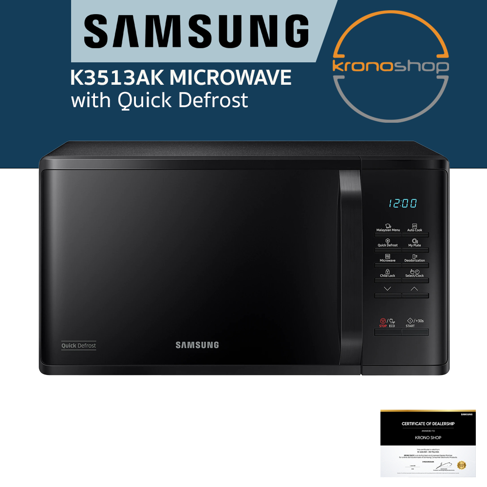 Samsung 23L Solo Microwave Oven with Quick Defrost MS23K3513AK/SM