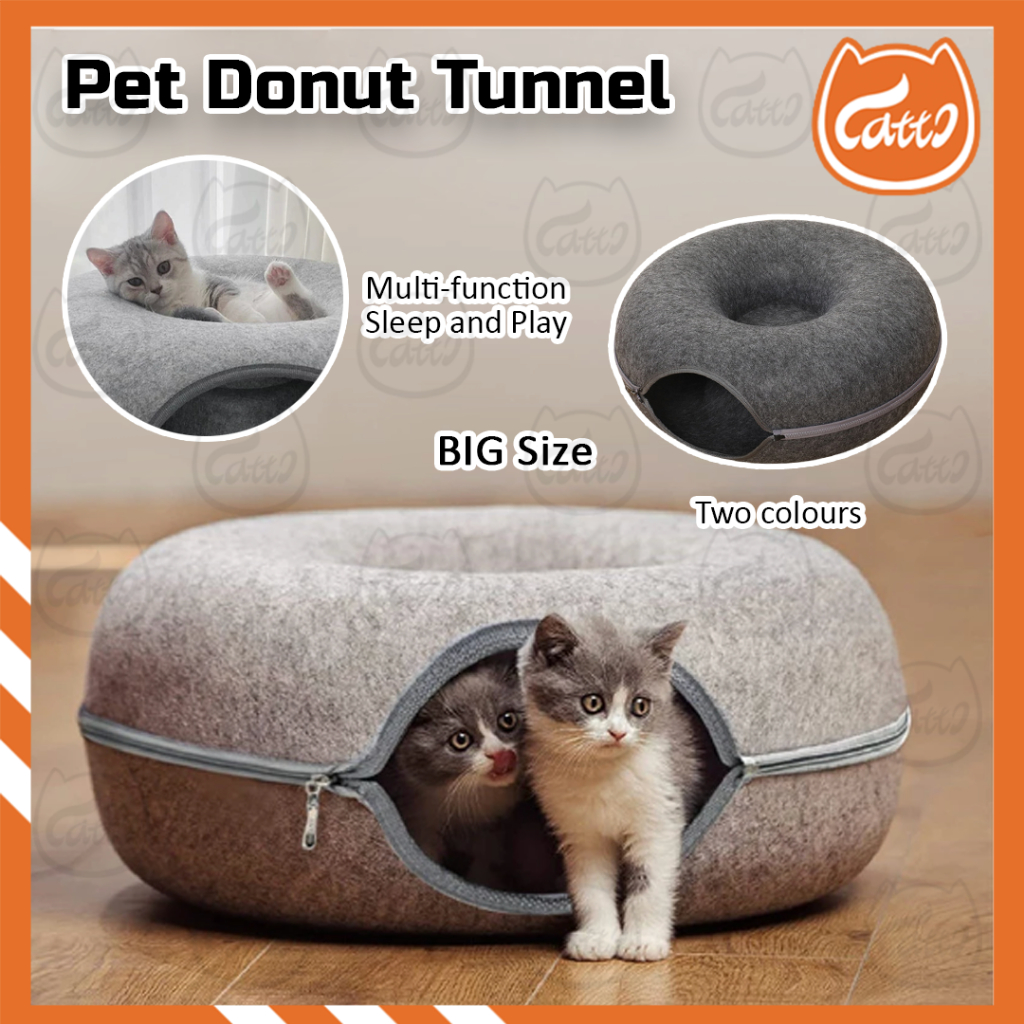 CATTO Pet Donut Felt Tunnel Cat Rabbit Tunnels Tubes Toy Bed Nest Fun