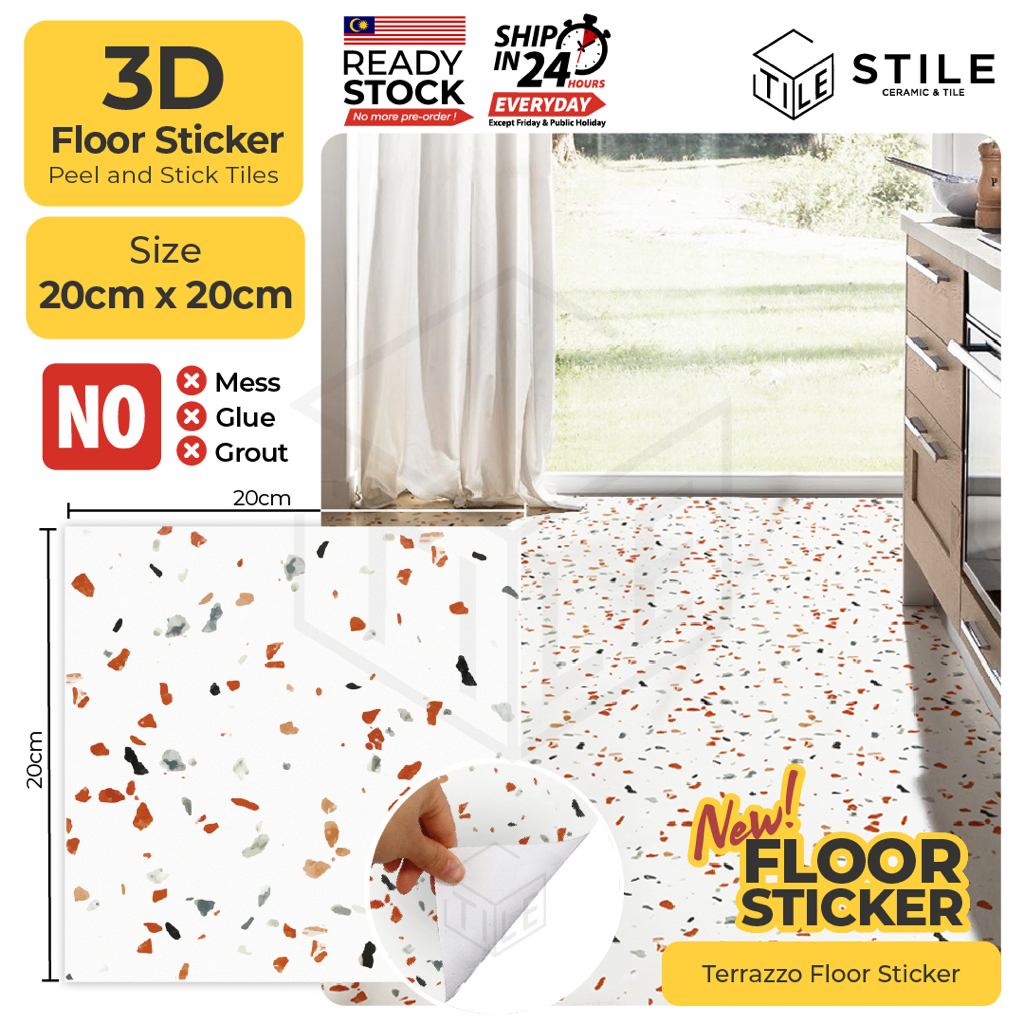 Terrazzo PVC Floor Sticker Waterproof Wallpaper Self Adhesive Kitchen ...