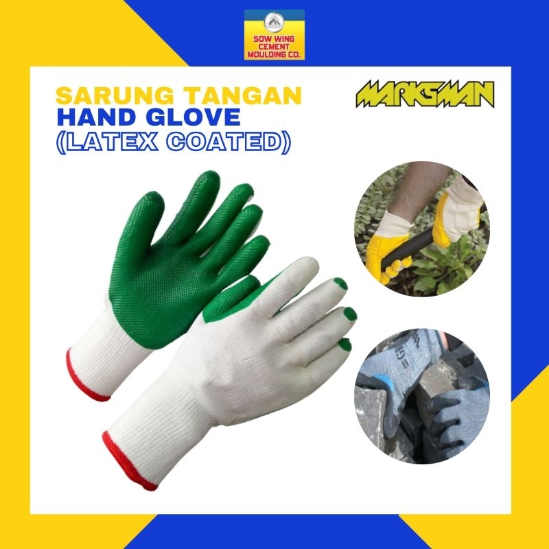 Sarung Tangan/Working Glove Cotton Scaffold Rubber Latex Coated Grip ...