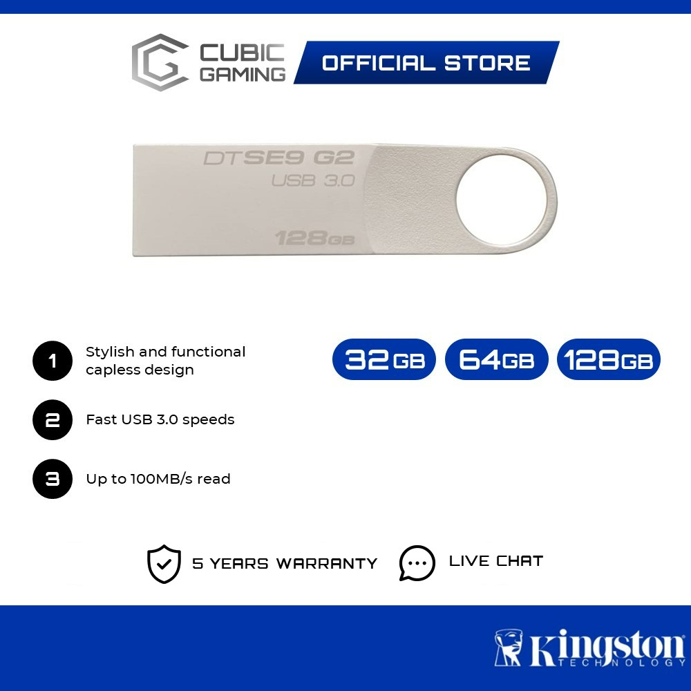 Kingston SE9 G2 Metal USB 3.0 Pendrive (32GB/64GB/128GB) | Shopee Malaysia