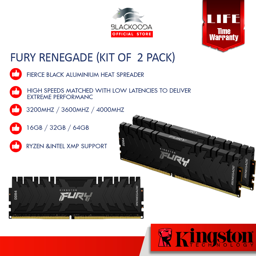 Kingston FURY Renegade Kit OF 2 DDR4 Memory 3200MHz/3600MHz/4000MHz ...