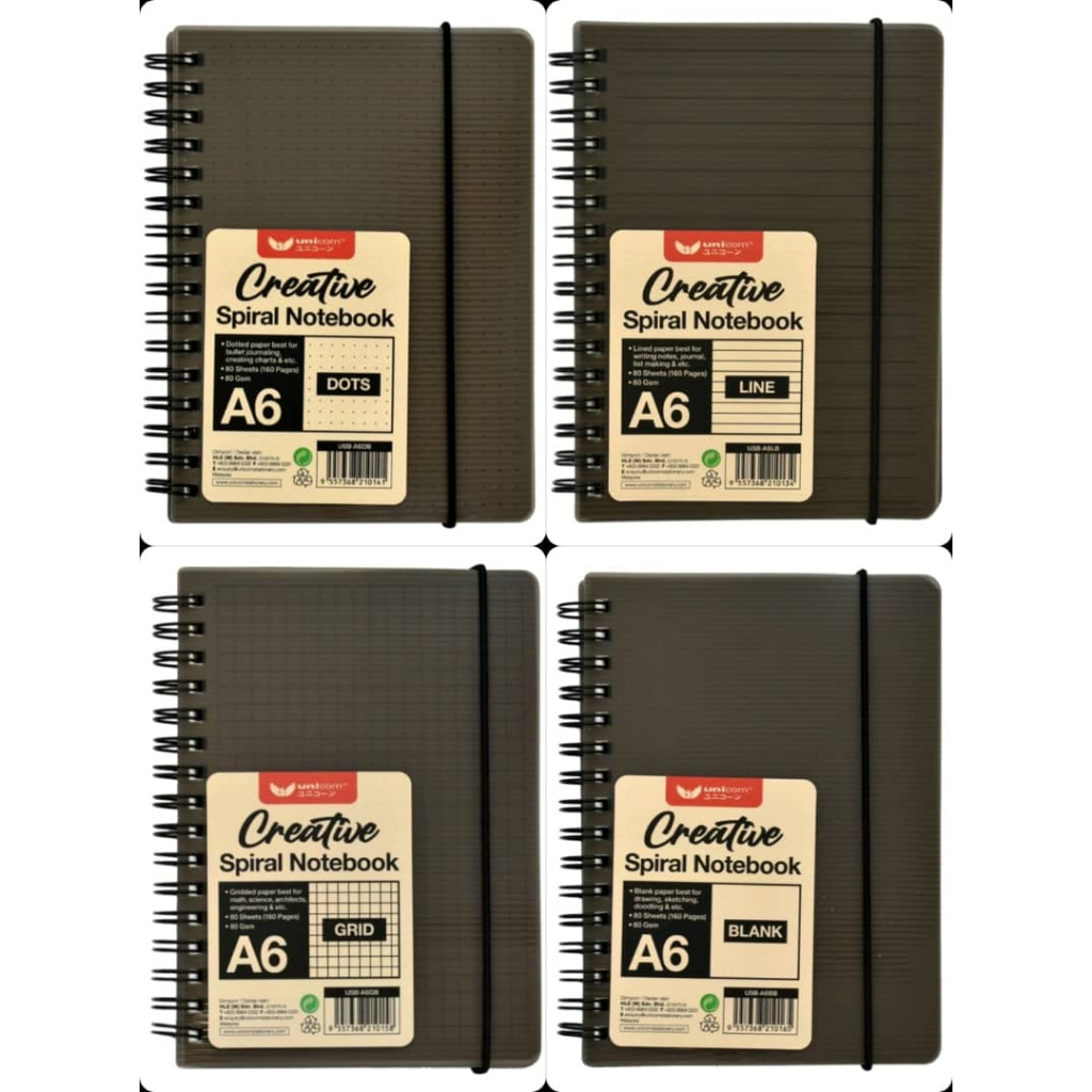 A6 CREATIVE SPIRAL NOTEBOOK 80GSM 160 PAGES UNICORN | Shopee Malaysia