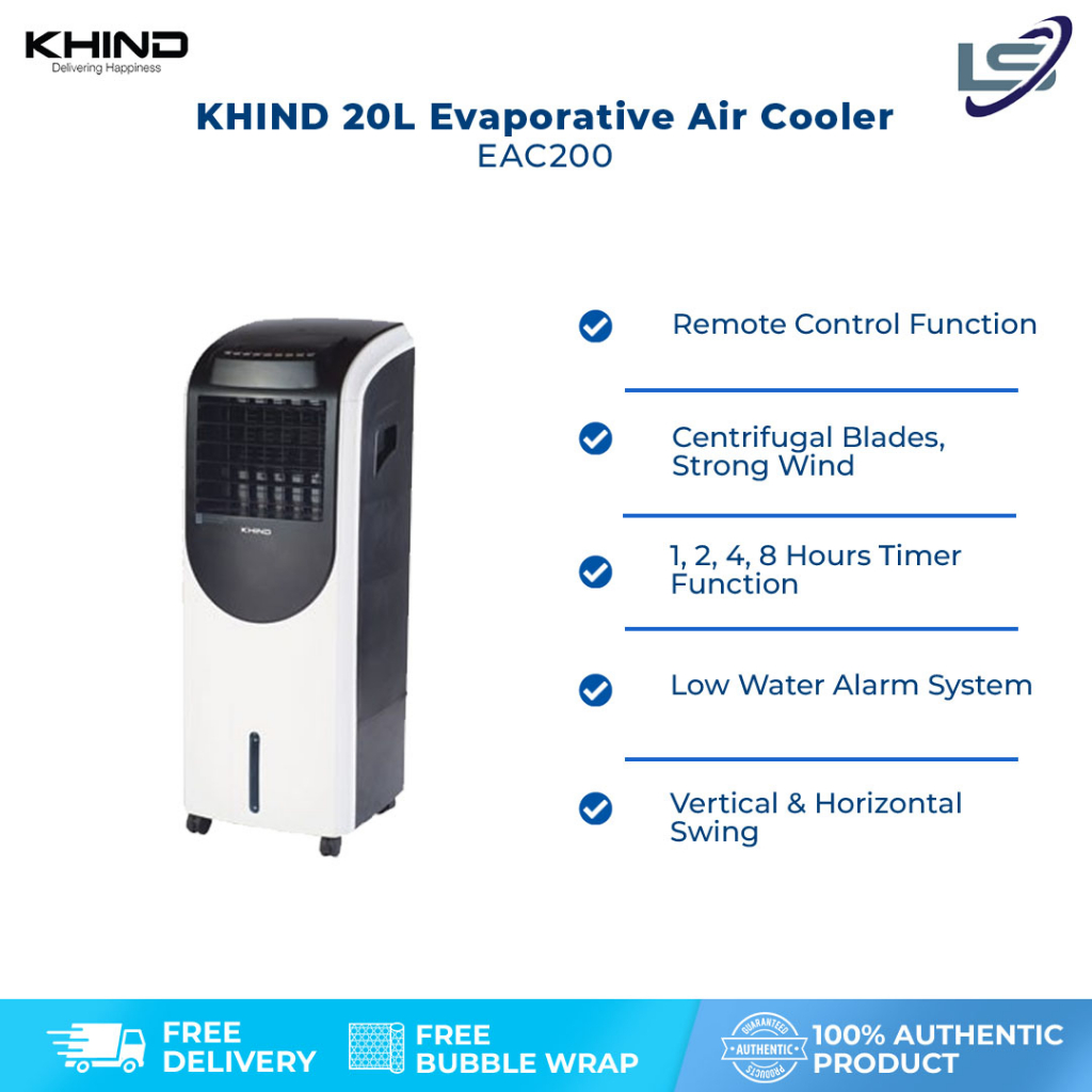KHIND 20L Evaporative Air Cooler EAC200 Ionizer Function With