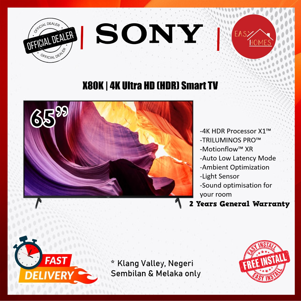 Jual SONY Bravia LED X80K 4K HDR Google TV 65 Inch KD-65X80K NEW 2022